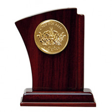 Holzpokal - Mahagoni-Design - mit Medaille - 801027
