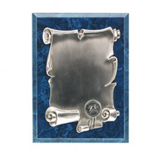 blau marmorierte Holztafel - mit Zinnurkunde - 826416