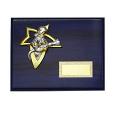 Holztafel - Feuerwehrmann - in blau - mit Figur - rechteckig - quer - 826522