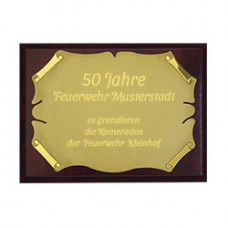 Holztafel - mit Gravur auf Messingplakette - 826564