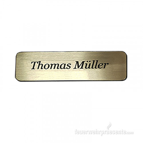 Namensschild - gold schwarz - rund - einzeilige Gravur – 800028