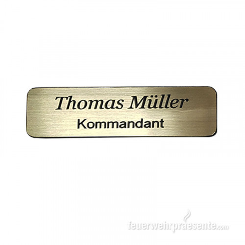 Namensschild - gold schwarz - rund - zweizeilige Gravur - 800030