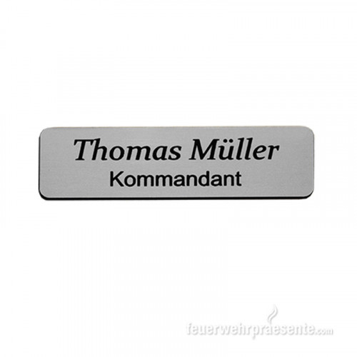 Namensschild - silber schwarz - rund - zweizeilige Gravur - 800031