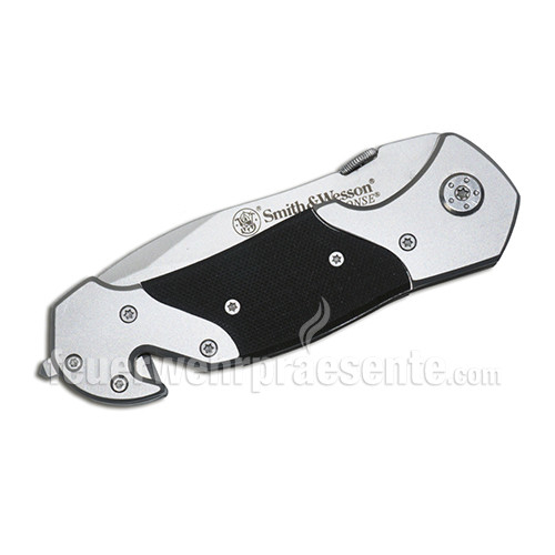 Smith and Wesson Rettungsmesser - silber schwarz - zusammengeklappt
