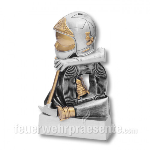 Feuerwehr Resinfigur - Statue Helm Axt Schlauch - verschiedene Größen