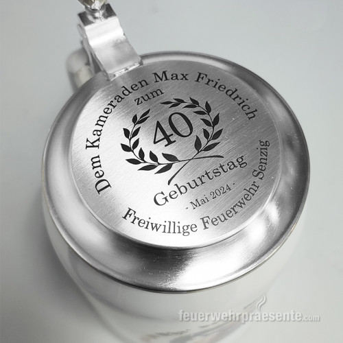 Lasergravur auf dem Zinndeckel