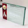 Glastrophäe Feuer und Flamme - Applikation links - 17x12cm - mit individueller Gravur - 801119